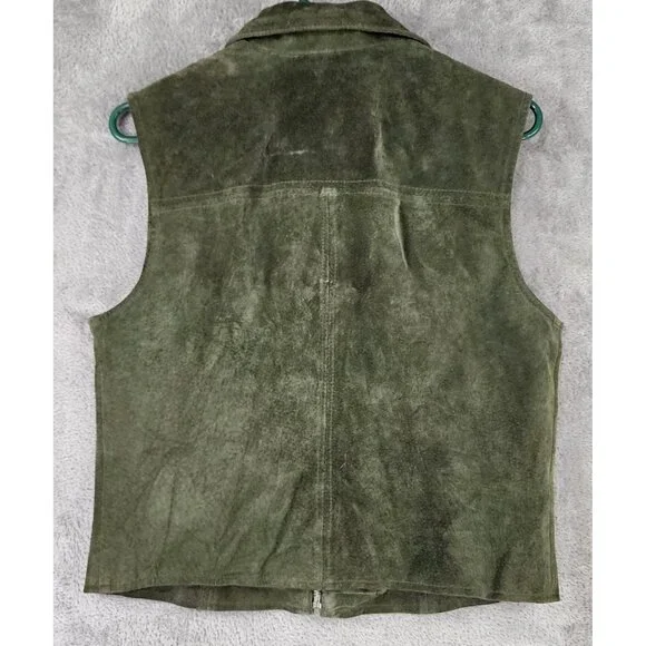 Saguaro Vest Womens Large Green Suede Leather Full Zip Western 90s Vintage Top - Picture 2 of 12